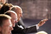 President Russell M. Nelson smiles at church members during a devotional in Guatemala.